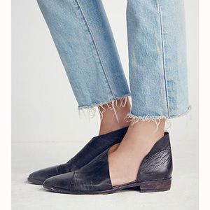 Free People Black Leather Royale Flat